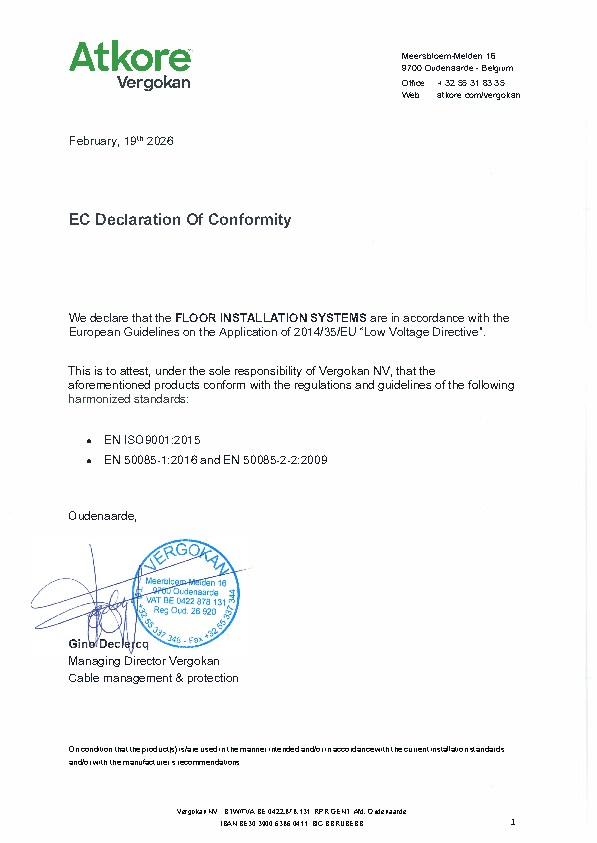 EC Declaration of Conformity Floor Installation Systems 20260219 (002)